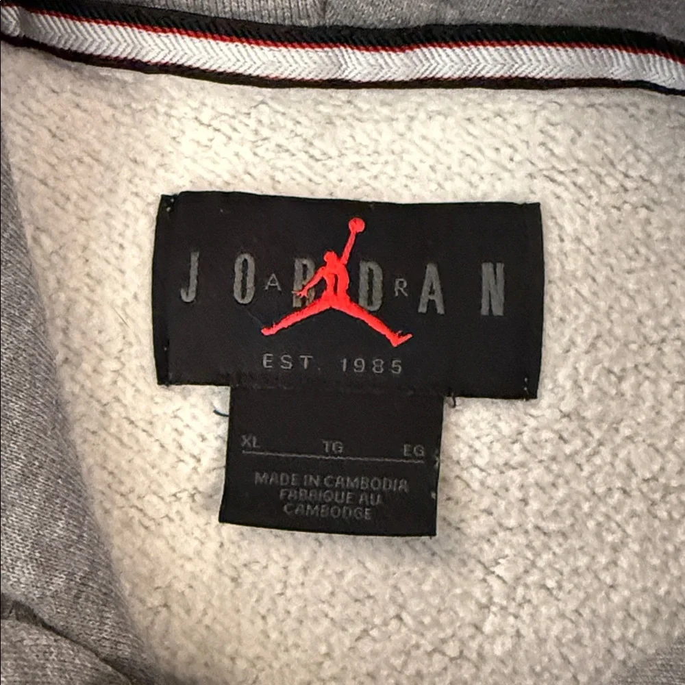 Air Jordan Heavy Gray Fleece Jumpman Hoodie Sweatshirt Embroidered Signature XL - Picture 2 of 12